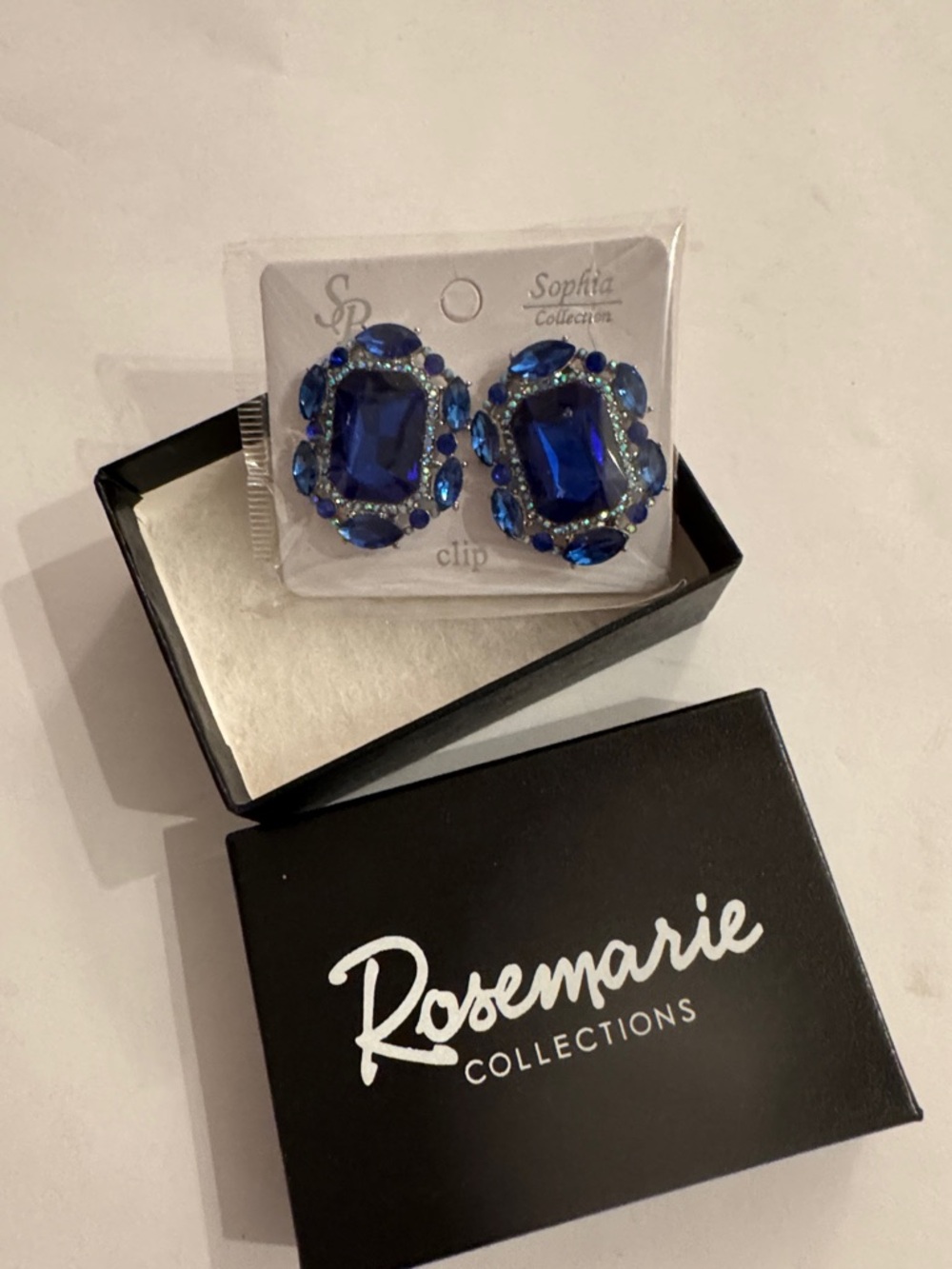 NEW Blue Crystal Clip-On Earrings